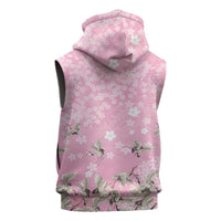 Cranes Sakura Floral Pink Pastel Sleeveless Zip Hoodie Hawaii Japan Culture LT01 - Polynesian Pride