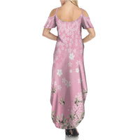 Cranes Sakura Floral Pink Pastel Summer Maxi Dress Hawaii Japan Culture - Polynesian Pride