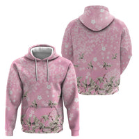 Cranes Sakura Floral Pink Pastel Zip Hoodie Hawaii Japan Culture LT01 - Polynesian Pride