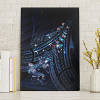 Matariki Paua Shell New Zealand Canvas Wall Art Haka Dance At The Starry Night LT01 Without Frame Black - Polynesian Pride