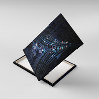 Matariki Paua Shell New Zealand Canvas Wall Art Haka Dance At The Starry Night LT01 With Frame Black - Polynesian Pride
