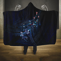 Matariki Paua Shell New Zealand Hooded Blanket Haka Dance At The Starry Night LT01 One Size Black - Polynesian Pride