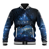 Personalised Matariki Kiwi Baseball Jacket Silver Fern LT01 Unisex Black - Polynesian Pride