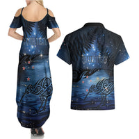 Personalised Matariki Kiwi Couples Matching Summer Maxi Dress and Hawaiian Shirt Silver Fern LT01 - Polynesian Pride