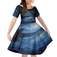 Personalised Matariki Kiwi Kid Short Sleeve Dress Silver Fern LT01 KID Black - Polynesian Pride