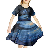Personalised Matariki Kiwi Kid Short Sleeve Dress Silver Fern LT01 - Polynesian Pride