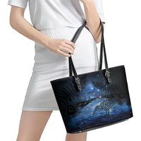 Matariki Kiwi Leather Tote Bag Silver Fern LT01 - Polynesian Pride