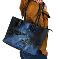 Matariki Kiwi Leather Tote Bag Silver Fern LT01 - Polynesian Pride