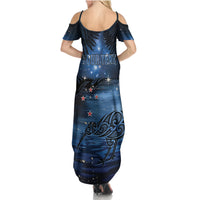 Personalised Matariki Kiwi Summer Maxi Dress Silver Fern LT01 - Polynesian Pride