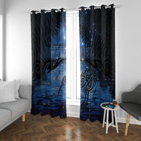 Matariki Kiwi Window Curtain Silver Fern LT01 With Grommets Black - Polynesian Pride