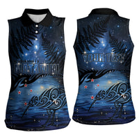 Personalised Matariki Kiwi Women Sleeveless Polo Shirt Silver Fern LT01 - Polynesian Pride
