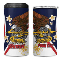 Personalized American Samoa 4 in 1 Can Cooler Tumbler Amerika Samoa Bald Eagle