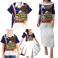 Personalized American Samoa Family Matching Puletasi and Hawaiian Shirt Amerika Samoa Bald Eagle