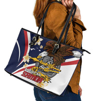 Personalized American Samoa Leather Tote Bag Amerika Samoa Bald Eagle