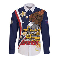 Personalized American Samoa Long Sleeve Button Shirt Amerika Samoa Bald Eagle