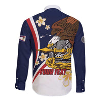 Personalized American Samoa Long Sleeve Button Shirt Amerika Samoa Bald Eagle