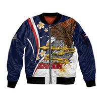 Personalized American Samoa Sleeve Zip Bomber Jacket Amerika Samoa Bald Eagle