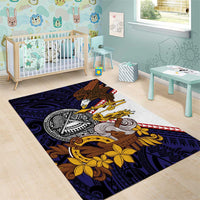 American Samoa Eagle Kava Bowl Area Rug Plumeria Polynesian Pattern