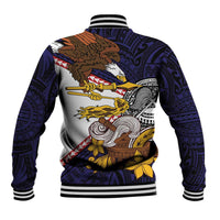 American Samoa Eagle Kava Bowl Baseball Jacket Plumeria Polynesian Pattern