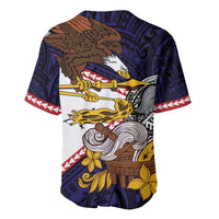 American Samoa Eagle Kava Bowl Baseball Jersey Plumeria Polynesian Pattern