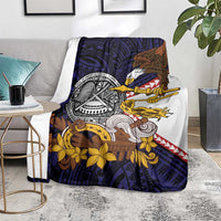 American Samoa Eagle Kava Bowl Blanket Plumeria Polynesian Pattern