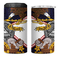 American Samoa Eagle Kava Bowl 4 in 1 Can Cooler Tumbler Plumeria Polynesian Pattern