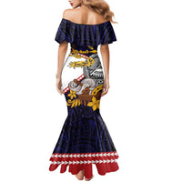 American Samoa Eagle Kava Bowl Family Matching Mermaid Dress and Hawaiian Shirt Plumeria Polynesian Pattern