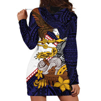 American Samoa Eagle Kava Bowl Hoodie Dress Plumeria Polynesian Pattern