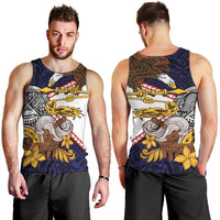 American Samoa Eagle Kava Bowl Men Tank Top Plumeria Polynesian Pattern