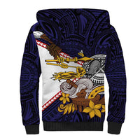 American Samoa Eagle Kava Bowl Sherpa Hoodie Plumeria Polynesian Pattern