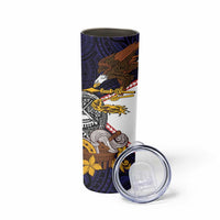 American Samoa Eagle Kava Bowl Skinny Tumbler Plumeria Polynesian Pattern LT01 - Polynesian Pride
