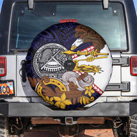 American Samoa Eagle Kava Bowl Spare Tire Cover Plumeria Polynesian Pattern