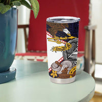 American Samoa Eagle Kava Bowl Tumbler Cup Plumeria Polynesian Pattern