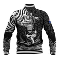 New Zealand Silver Fern Rugby Baseball Jacket Maori Tiki Player With Ta Moko Tribal LT01 - Polynesian Pride