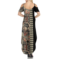 Hawaiian Quilt Summer Maxi Dress Hibiscus Kakau Vintage Style LT01 - Polynesian Pride