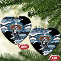 Native American Chief Skull With Axe Ceramic Ornament LT01 Heart Black - Polynesian Pride