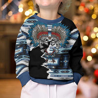 Native American Chief Skull With Axe Kid Ugly Christmas Sweater LT01 - Polynesian Pride