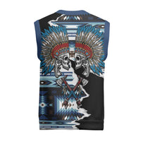 Native American Chief Skull With Axe Christmas Knitted V-Neck Vest LT01 - Polynesian Pride