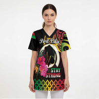 Personalised Vanuatu Port Vila Stay Strong Scrub Top Long God Yumi Stanap LT01 - Polynesian Pride