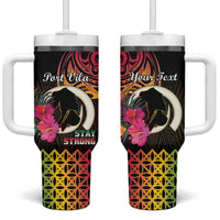 Personalised Vanuatu Port Vila Stay Strong Tumbler With Handle Long God Yumi Stanap LT01 One Size: 40 oz Black - Polynesian Pride