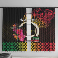 Vanuatu Port Vila Stay Strong Window Curtain Long God Yumi Stanap LT01 With Hooks Black - Polynesian Pride