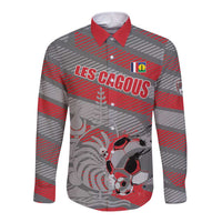 Custom Football 2026 New Caledonia Long Sleeve Button Shirt Kagus Come On LT01 Unisex Gray - Polynesian Pride