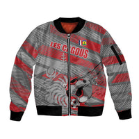 Custom Football 2026 New Caledonia Sleeve Zip Bomber Jacket Kagus Come On LT01 Unisex Gray - Polynesian Pride