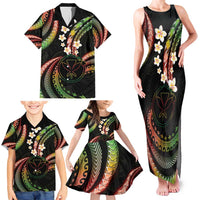 Hawaii Map Kanaka Maoli Family Matching Tank Maxi Dress and Hawaiian Shirt Fantastic Frangipani Reggae