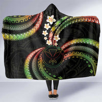 Hawaii Map Kanaka Maoli Hooded Blanket Fantastic Frangipani Reggae