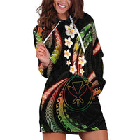 Hawaii Map Kanaka Maoli Hoodie Dress Fantastic Frangipani Reggae