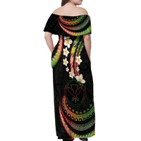 Hawaii Map Kanaka Maoli Off Shoulder Maxi Dress Fantastic Frangipani Reggae