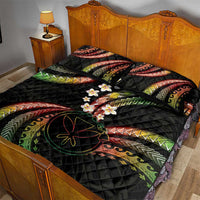 Hawaii Map Kanaka Maoli Quilt Bed Set Fantastic Frangipani Reggae