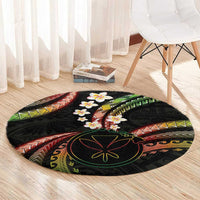 Hawaii Map Kanaka Maoli Round Carpet Fantastic Frangipani Reggae
