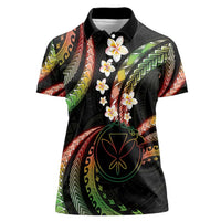 Hawaii Map Kanaka Maoli Women Polo Shirt Fantastic Frangipani Reggae